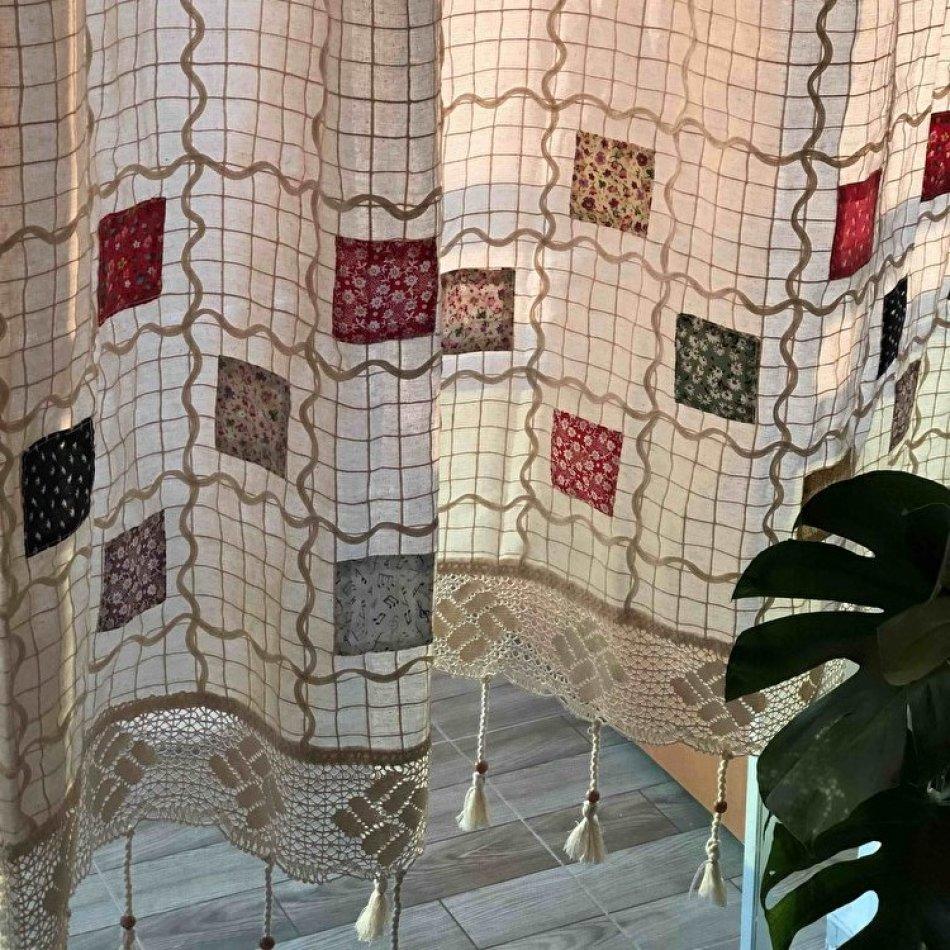 Лоскутная занавеска ручной работы из 100% хлопка