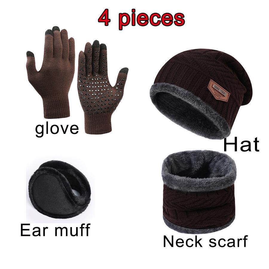 Knitted Woolen Winter Hat, Scarf & Touchscreen Gloves Set