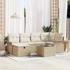 7-piece Garden Sofa Set with Beige Poly Rattan Cushions, 2-seater Garden Sofa with Storage and 3360222
