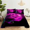 Red Rose Duvet Cover Set 3D Print Romantic Theme Valentine's Day Gift Polyester Comforter Cover With Pillowcase King Queen Size