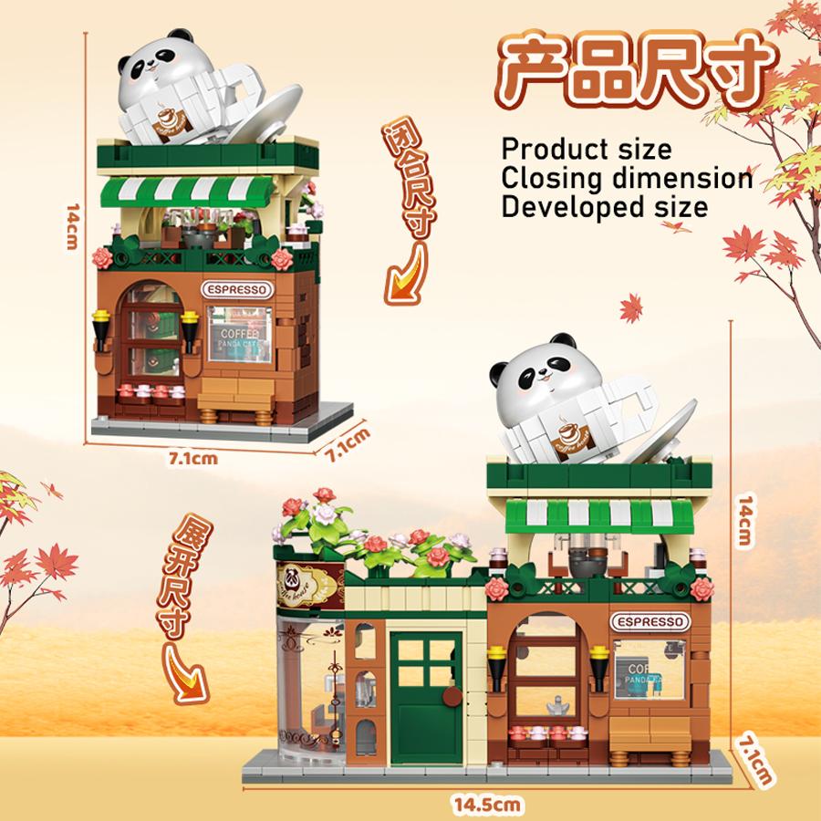 Non-Toxic Japanese Street View Building Blocks Mini Bricks Panda Izakaya Coffee Shop Mini House Building Toys Gifts For Kids