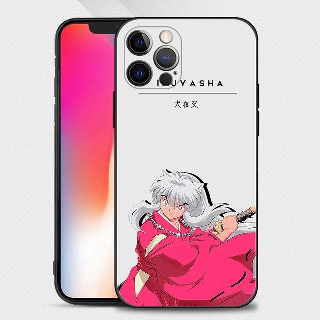 Чехол для телефона Iphone 14 13 12 11 Pro Max Xs Max Xr X 7 8 Plus 12 Mini 6s, силиконовый чехол с черным корпусом, аниме, милый Inuyasha