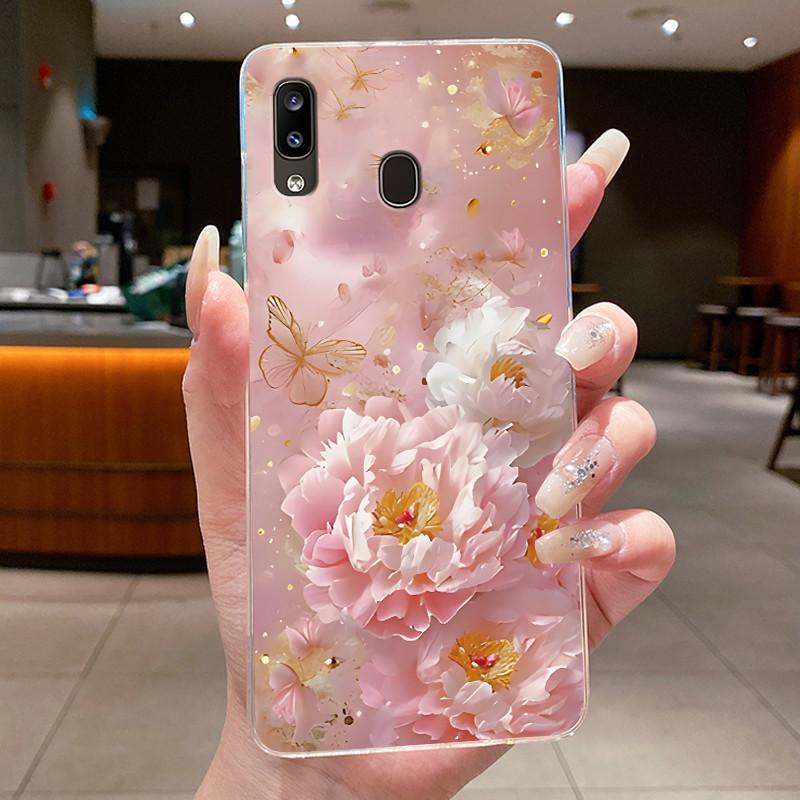 Phone Case For Samsung Galaxy A20E Flower Butterfly Protective Thin Cases For Samsung A20e Transparent Soft Silicone TPU Cover