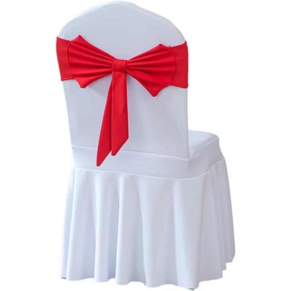 Ready Made Chair Bands Solid Color Satin Ribbon Bows  Wedding Banquet Events Decoration