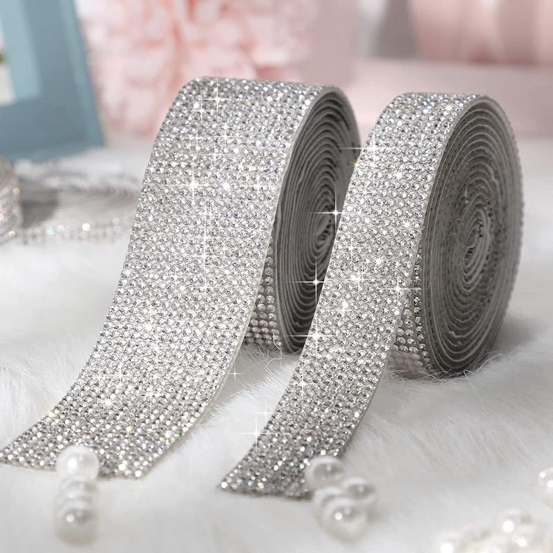 Self Adhesive Crystal Rhinestone Diamond Ribbon DIY Decoration Sticker with 2 Mm Rhinestones for Arts Crafts DIY Car Phone Decoration