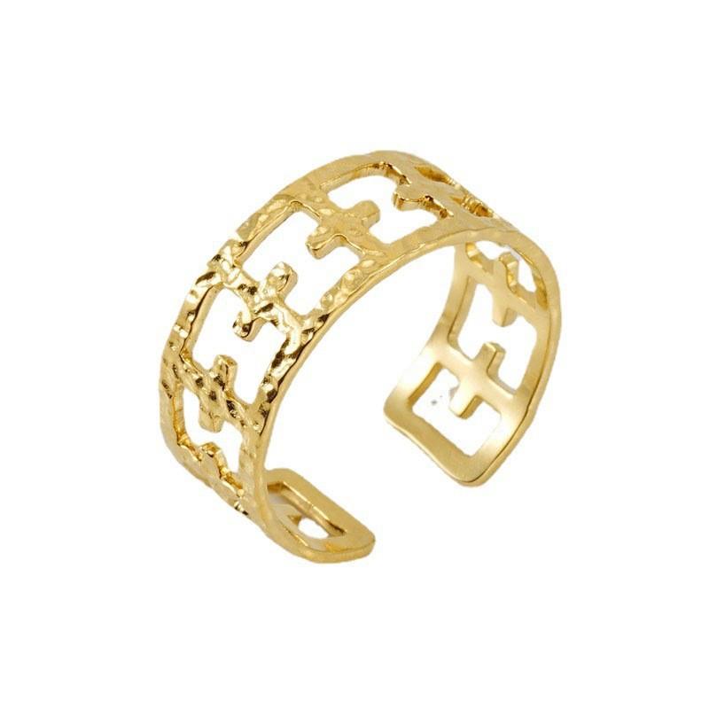 Новое модное кольцо из титановой стали с полым дизайном, нишевое простое женское трендовое открывающееся регулируемое кольцо