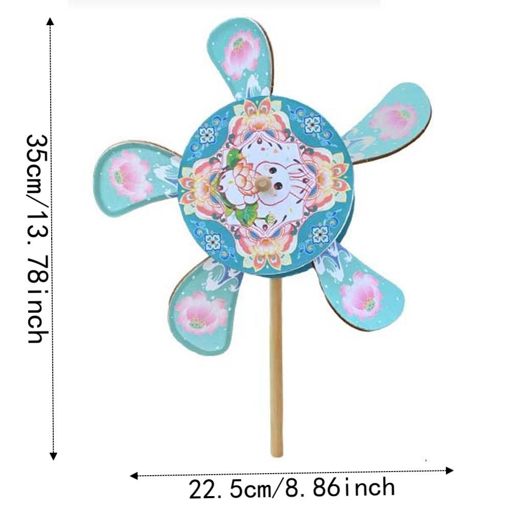 Retro Pattern Rabbit Spinning Lanterns LED Warm Glow Rotating Windmill Light Outdoor Playing