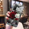 Чехол для телефона с цветком красной розы для Xiaomi 12 11T 10 9 Redmi Note 11 10 10S Pro Redmi 9 9A 8, черный стеклянный чехол для телефона из поликарбоната