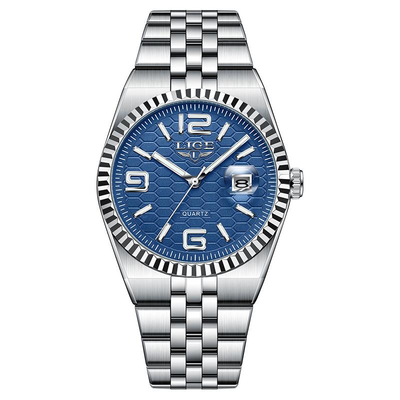 LIGE Business Mens Watches Elegant Quartz Wristwatches 30M Waterproof Luminous Steel Fashion Watches Mens Gifts Reloj Hombre