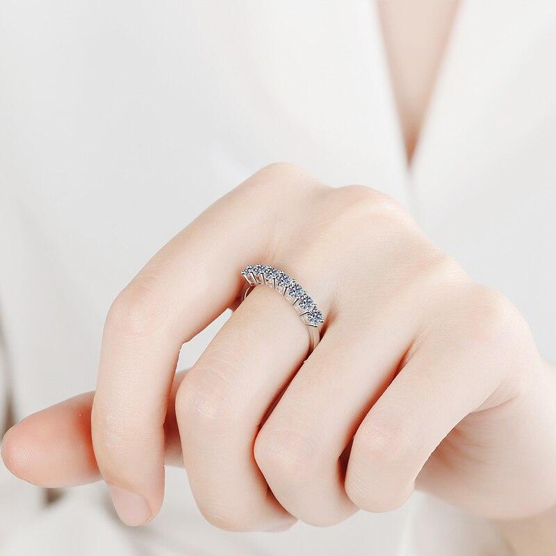 Обручальное кольцо с муассанитом и бриллиантом 0,7 карата, 3 мм, цвет D, стерлинговое серебро 925 пробы, кольцо Eternity, обручальные кольца, подарок для женщин