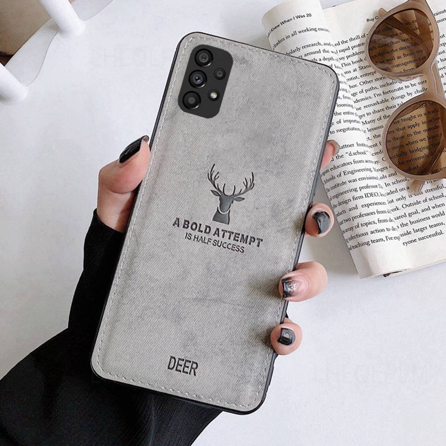 Мягкий силиконовый чехол из ткани для Samsung Galaxy A16 A15 A25 A35 A55 A52 A32 A14 A34 A54 5G A26 A36 A56 S24 FE S25 S21 S22 S23 с рисунком оленя