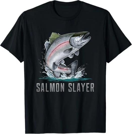 Men's and Women's T-shirts NEW LIMITED Salmon Slayer Fishing Design Best Gift Idea Tee T-Shirt S-3XL