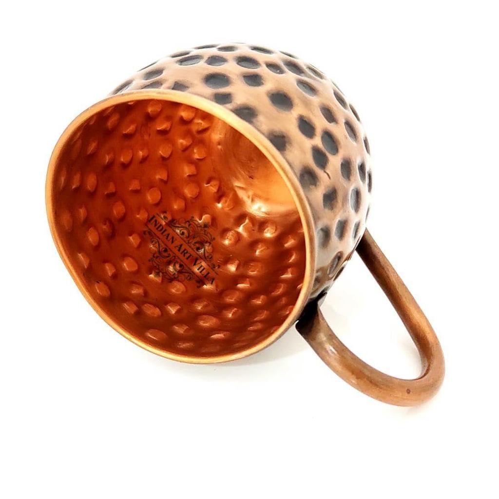 Кружка для пива Moscow Mule из чистой меди, круглой формы, с черным чеканным дизайном, объем - 500 мл, набор из 2 штук