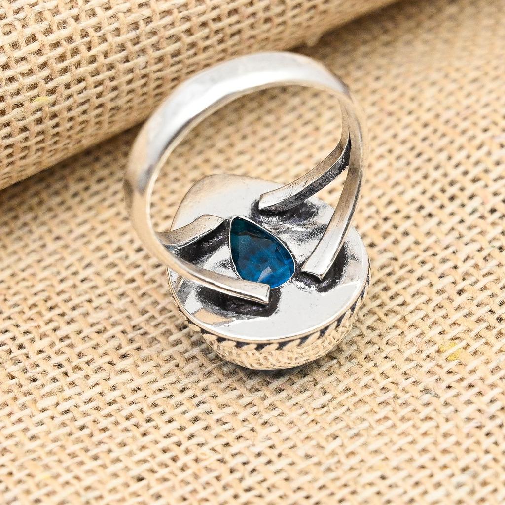 Ювелирные изделия из стерлингового серебра 925 пробы с синим топазом ручной работы на Рождество