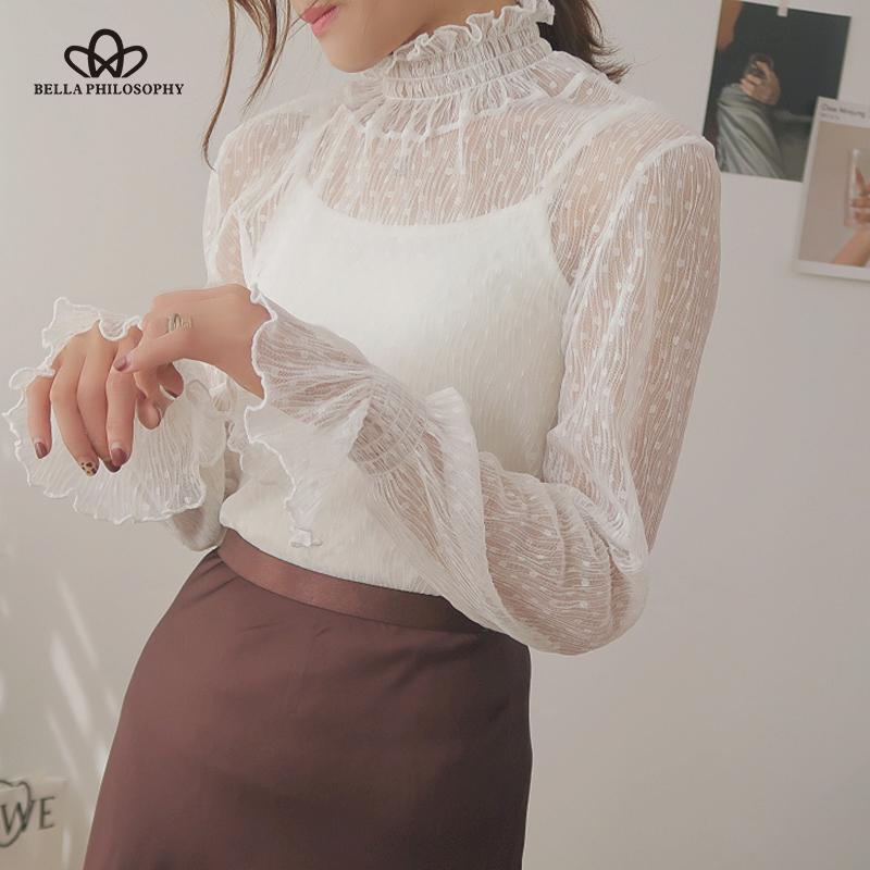 Новая прозрачная корейская весенняя свободная женская модная блузка, 3 цвета, можно выбрать женские нижние блузки, большие размеры, дешевые топы