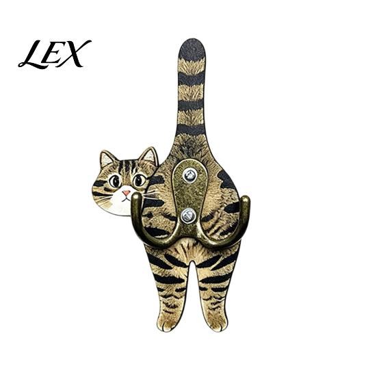 Bag And Scarf Hook Cat Butt Wooden Hook, Double with Strong Adhesive Backing Wall Corridor Organizer Durable Cat-Shaped Decorative for Keys