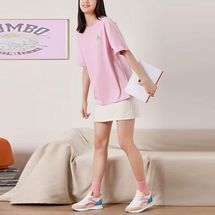 Li Ning X Disney Dumbo Series мультяшный принт спортивная футболка с круглым вырезом и коротким рукавом унисекс топы розовые AHSRB60-2