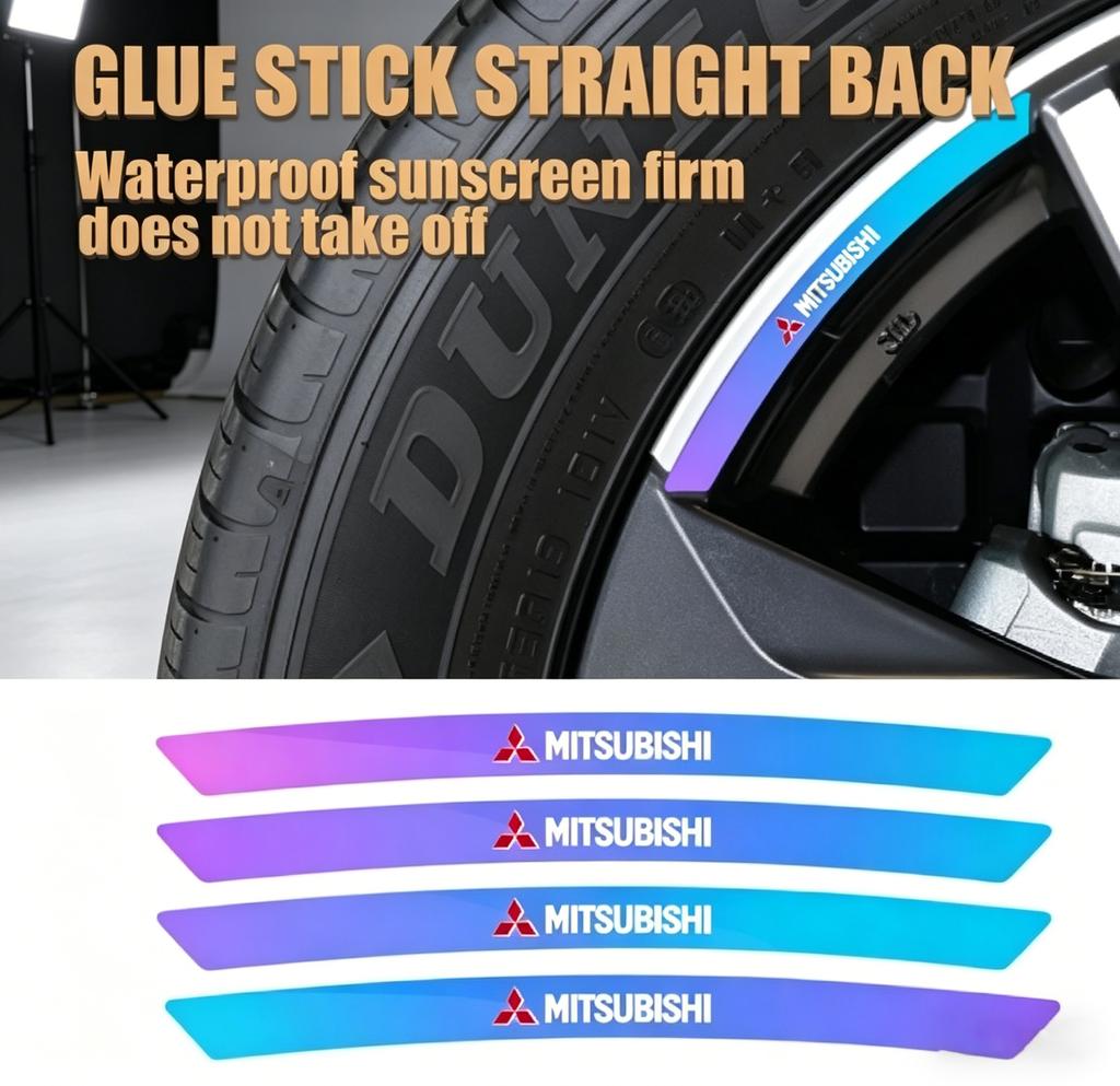 10/20Pcs Car Wheel Reflective-Stickers Tire Warning-Stickers For Mitsubishi 9 Ralliart EX ASX L200 Colt Outlander Pajero Lancer