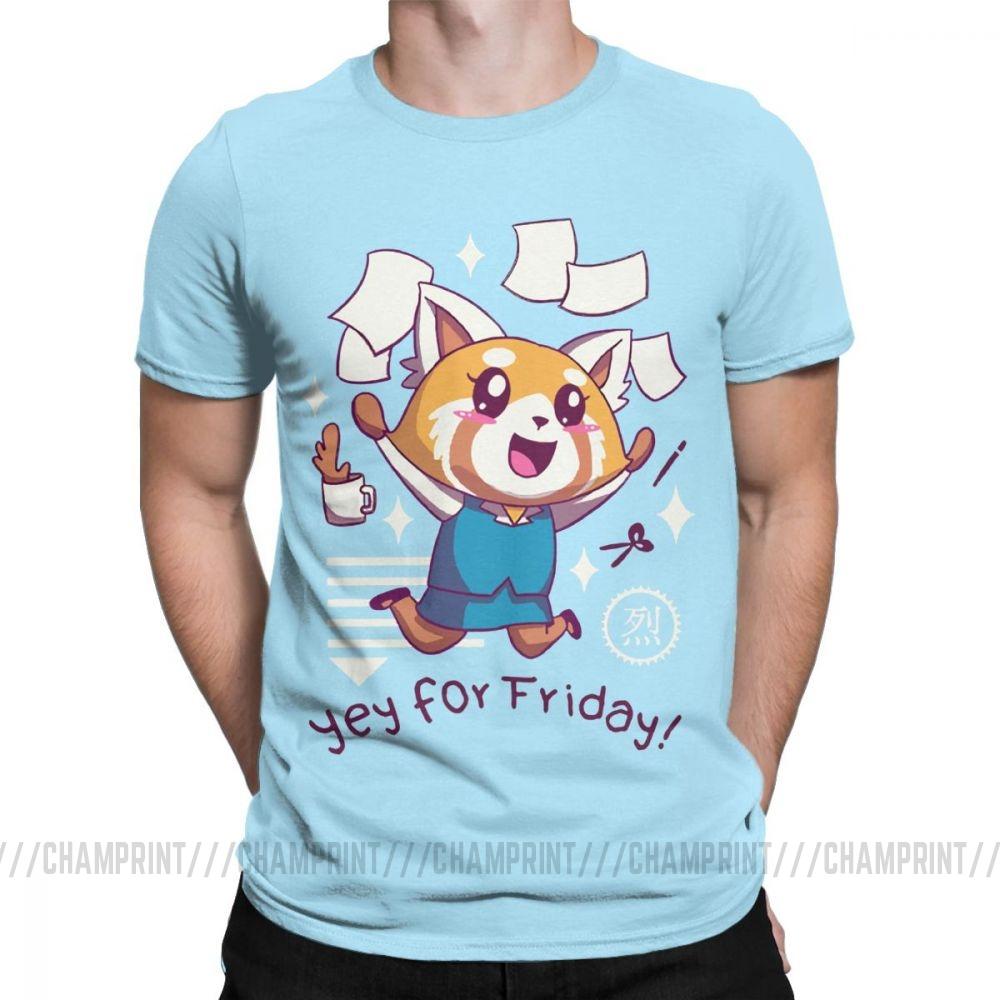 Aggretsuko Tee Shirt Aggressive Retsuko Yey For Friday Happy Weeken T Shirt For Men 100 Cotton