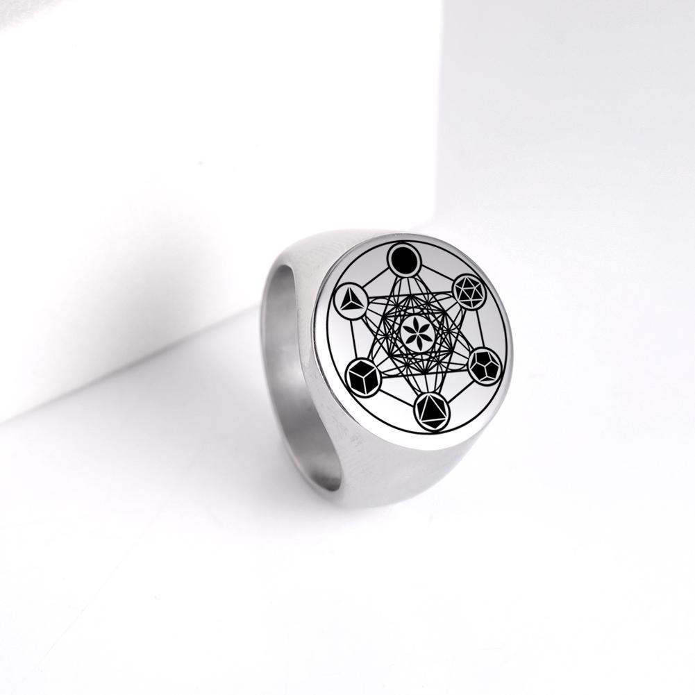 Likgreat Archangel Metatron Angel Of Life Solomon Punk Ring For Men Stainless Steel Engraving Viking Men 'S Signet Ring Jewelry