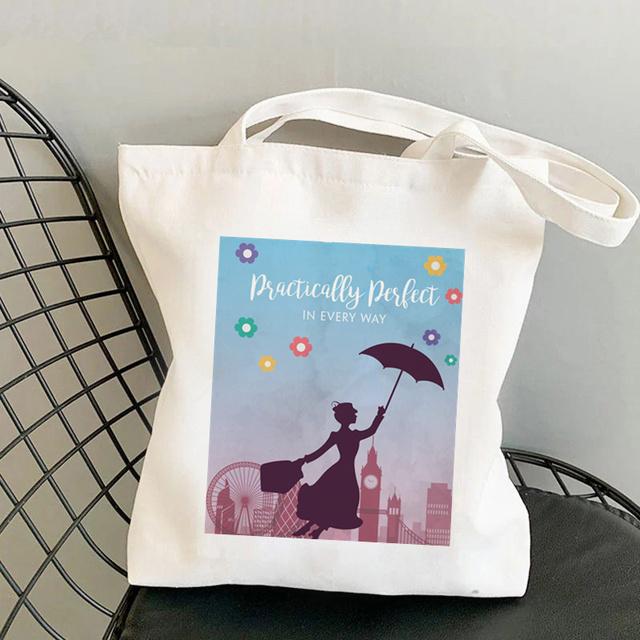2021 Shopper Elegant Mary Poppins Kawaii Bag Harajuku Women Shopping Bag Canvas Shopper Bag Girl Tote Bag Shoulder Lady Bag