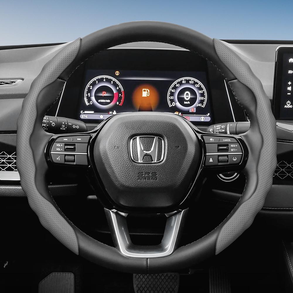 ZAG1 Steering Wheel Cover Suitable for Honda, Wave-Shaped Sporty Design, Breathable Leather, Segmented Design, Non-Slip, Sweat-Absorbent Protective C