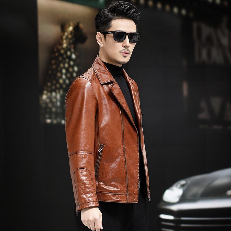 Куртка из натуральной кожи мужская тонкая телячья кожаная мотоциклетная куртка мужская натуральная кожа короткая куртка с воротником из натуральной кожи тонкое пальто