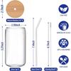 6Pcs Glass Cups with Lids and Straws 16oz Can Shaped Drinking Glasses Set Iced Coffee Cup Beer Glasses Tumbler for Juice Soda S