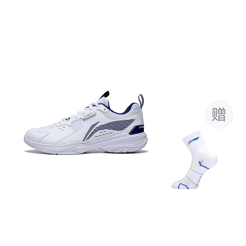 Li Ning Ace V Collection Нескользящие, износостойкие, дышащие низкие бадминтонные кроссовки Унисекс Белый Синий AYTT001-3
