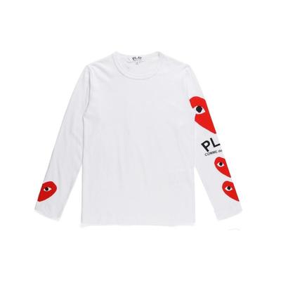 Comme Des Garcons Play Красная футболка с принтом на рукавах с длинным рукавом AZ-T260-051-1