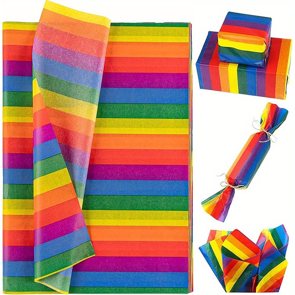 1Set 20pcs Rainbow Striped Art Tissue Paper Colourful Wrapping Paper 20x26in Gift Packing