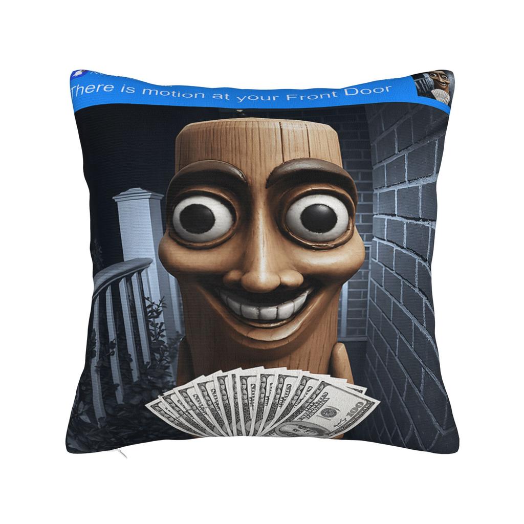 There Is Motion At Your Front Door Tung Sahur Tuff Meme Pillow Cover Kawaii Pillow Case For Room Bed Chair Print Pillowcases