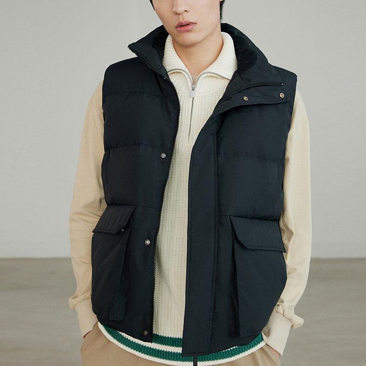 Anta FW22 Однотонный флисовый жилет с воротником-стойкой и большим карманом, мужские жилеты, черный цвет 952238901-3