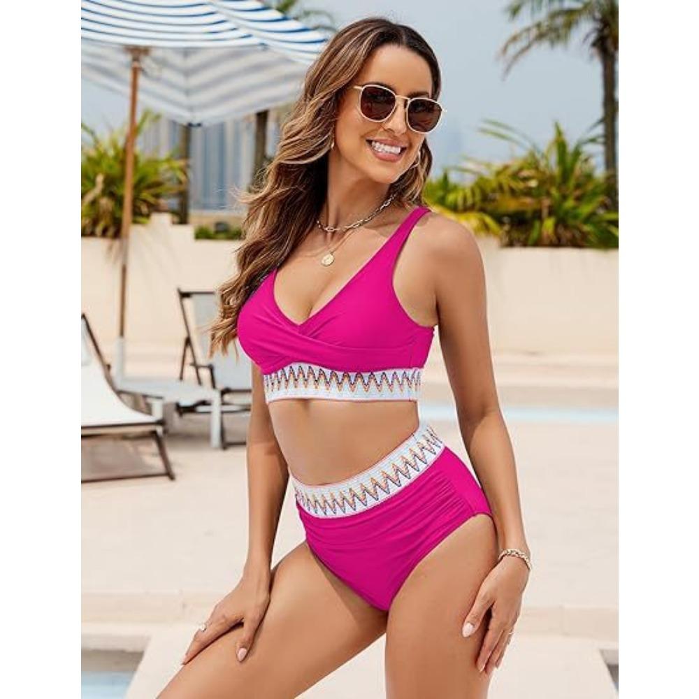 New European and American Split Bikini Swimsuit Women Sexy High Waist Bikini
