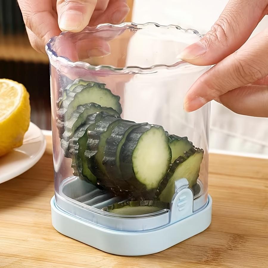 1 шт. Слайсер для фруктов из нержавеющей стали, Многофункциональный слайсер для клубники и овощерезка с ручным толкателем, Прямоугольное лезвие, Контейнер в комплекте