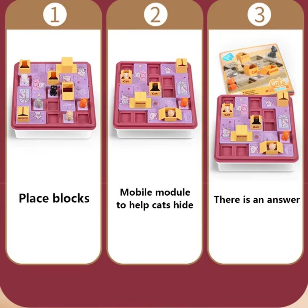 Монтессори Игра-головоломка Прятки Кошачий экспресс Коробка Настольная игра Тренировка логического мышления