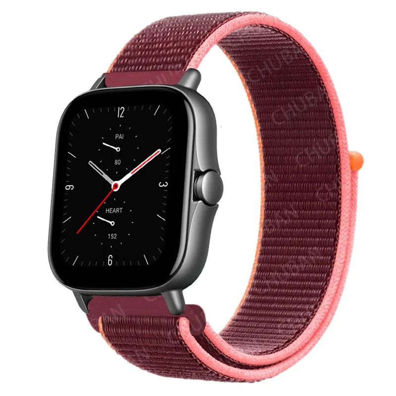 20mm/22mm Nylon Loop Watch Band For Amazfit GTS/4/2/2e/3/GTS2 Mini/GTR 4/3 pro/GTR2/2e/stratos 2/3 Bracelet Amazfit Bip-u Strap