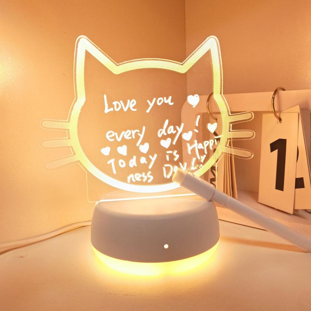 USB 3D светящаяся полоска ночника с кошачьей мордочкой, стираемый маркер, подарок на день рождения, свет для украшения спальни, гостиной, кабинета.