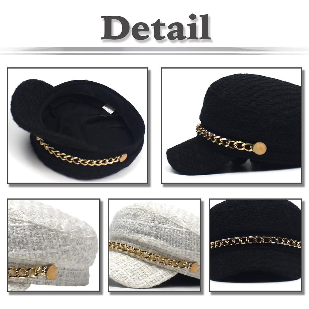 Морская кепка Твидовая кепка газетчика Черно-белая шляпа для выхода в свет Путешествий CZ308 [Белый Клык] Женская (белый)