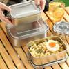 Rectangular 304 Stainless Steel Lunch Box Removable Partitions Food Storage Box  Canteen