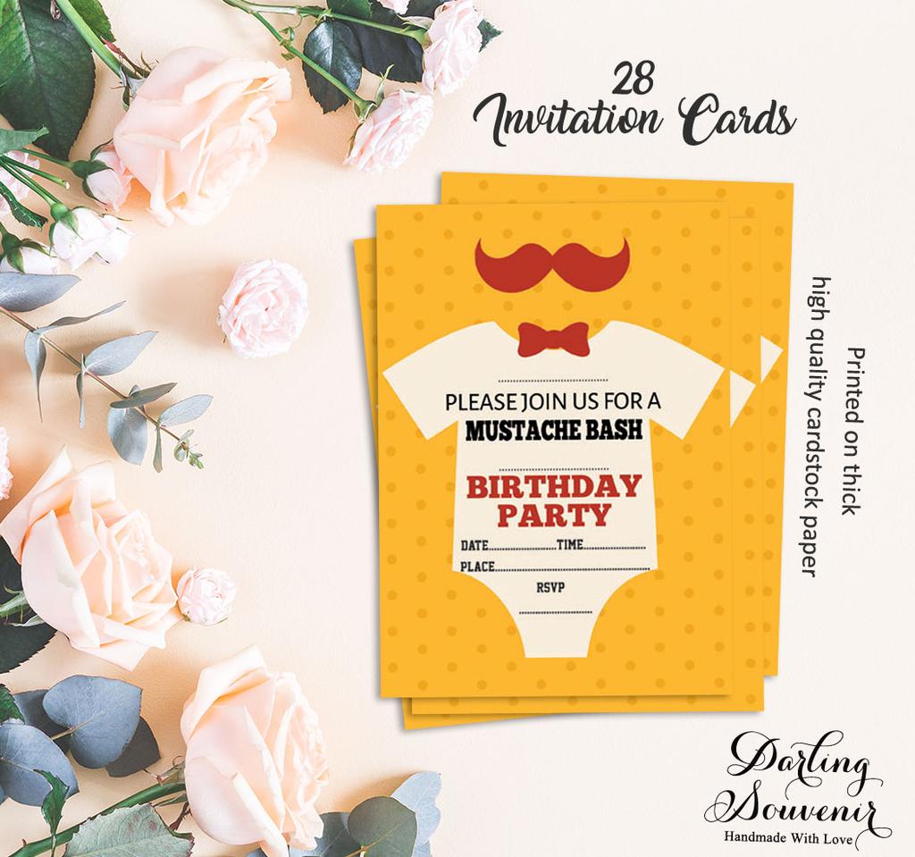 Darling Souvenir Orange Birthday Invitation Card Printable Elegant Fill or Write In Blank Party Invites 28 Pcs 5 X 7