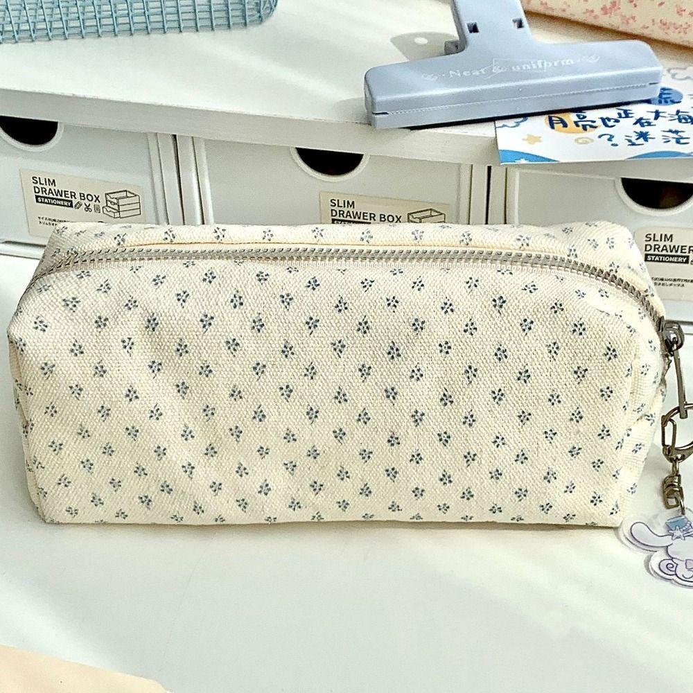 Пенал большой вместимости с цветочным принтом, органайзер для канцелярских принадлежностей, милый пенал, подарок