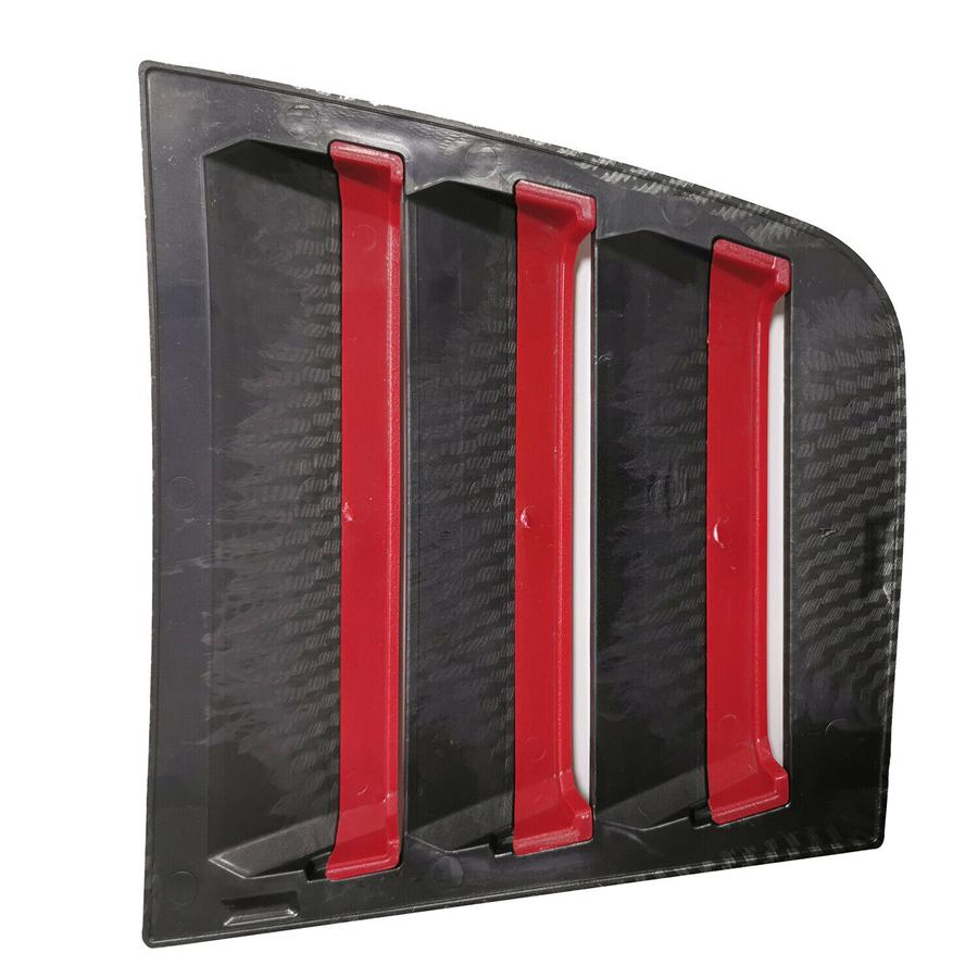2x Carbon Look w/Red Trim Rear Side Window Louver Cover For 11-21 Dodge Charger