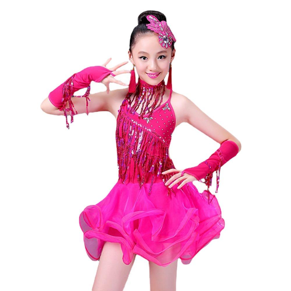 Professional Kids Latin Dance Dress Tassel Dance Performance Outfits Stage Costume  Show Costumes