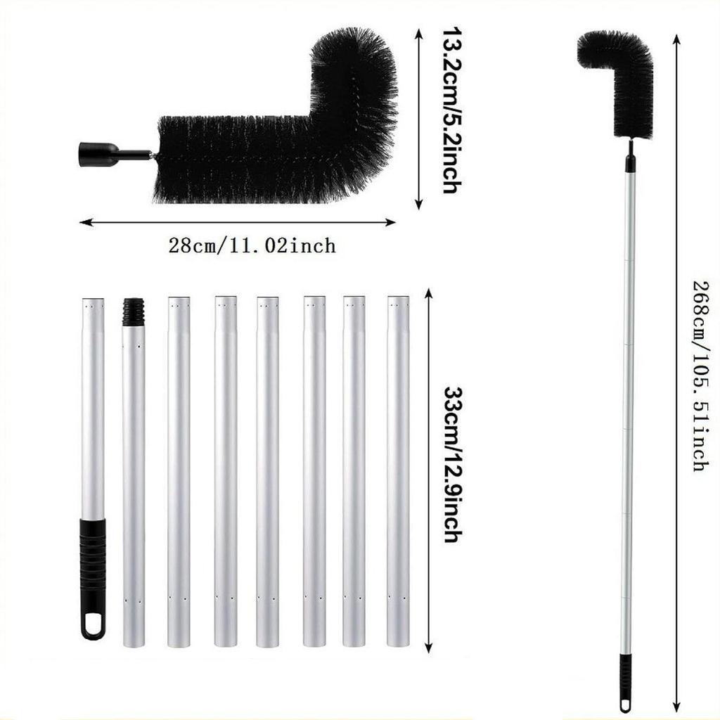 Roofing Tool Home Telescopic Extendable Pole Gutter Cleaning Tool Gutter Brush Cleaner for Debris Twigs Garden Kitchen Bedroom