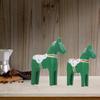 1 Pair Swedish Dala Horse Decor Wooden Traditional Painted Dalecarlian Horse Statue Figurine Home Ornament Handicraft