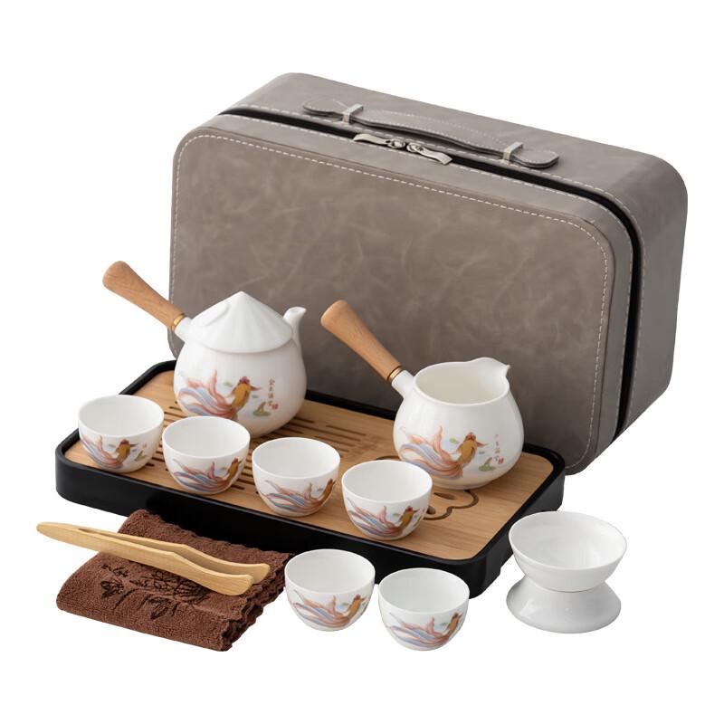 Xunyi Suet Jade White Porcelain Travel Tea Set