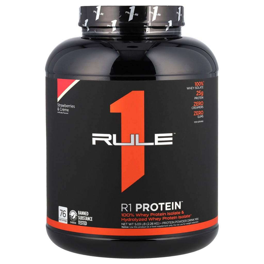 Rule One Proteins R1 Protein Powder Drink Mix, Strawberries & Cream, 5.03 Lbs (2.28 Kg)