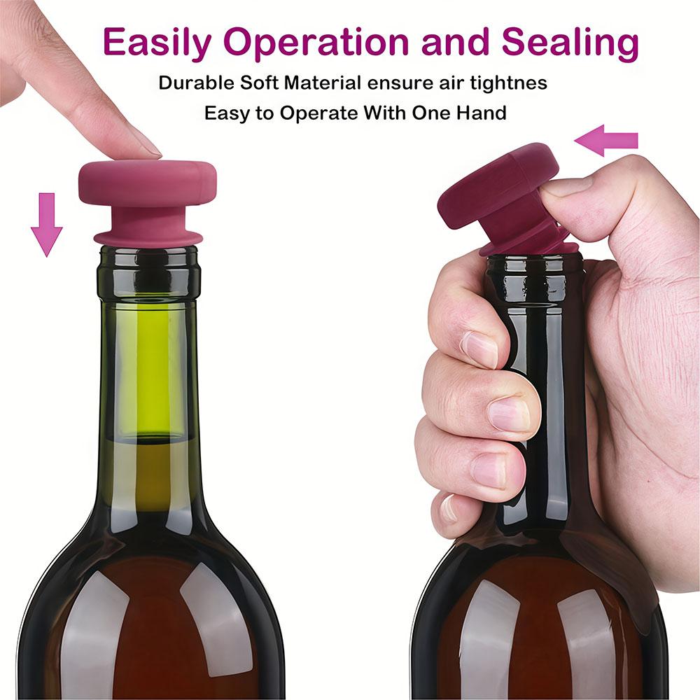 Set of 5 Colored Threaded Wine Bottle Stoppers