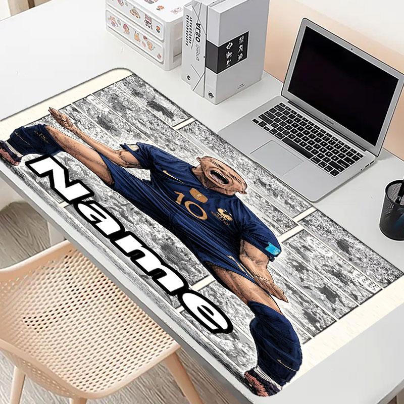 Custom Name Personalized Kylian Mbappe Pattern Mousepad, Laptop PC Desk Mat, Decorative Desk Mat for Home Keyboard Pad Gift
